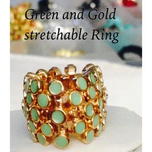 Green & Gold Stretchable Ring